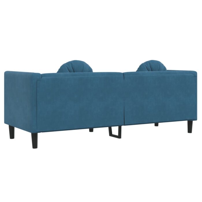 Canapé avec coussins 3 places bleu velours – Image 4