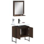 Ensemble d'armoires de salle de bain 2 pcs chêne marron – Image 2