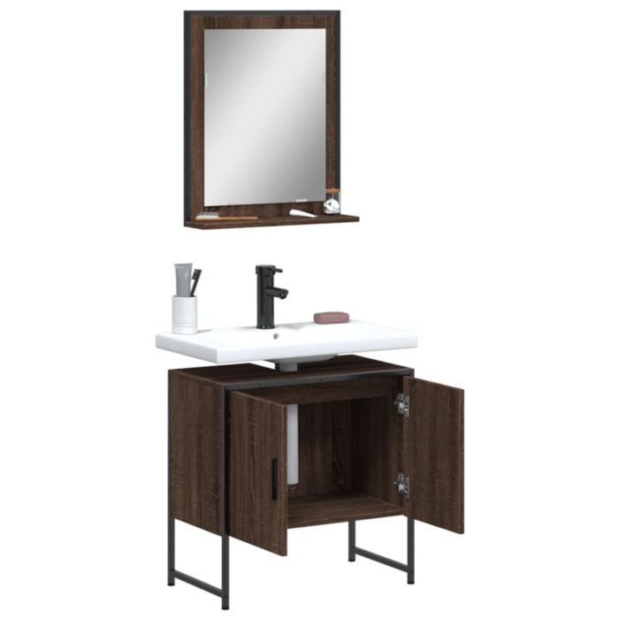 Ensemble d'armoires de salle de bain 2 pcs chêne marron – Image 2
