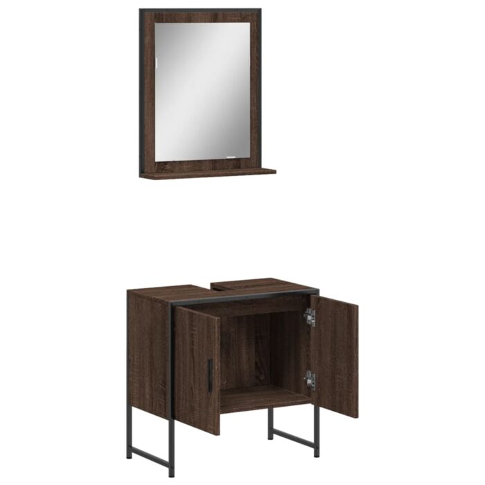 Ensemble d'armoires de salle de bain 2 pcs chêne marron – Image 3