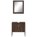 Ensemble d'armoires de salle de bain 2 pcs chêne marron – Image 4