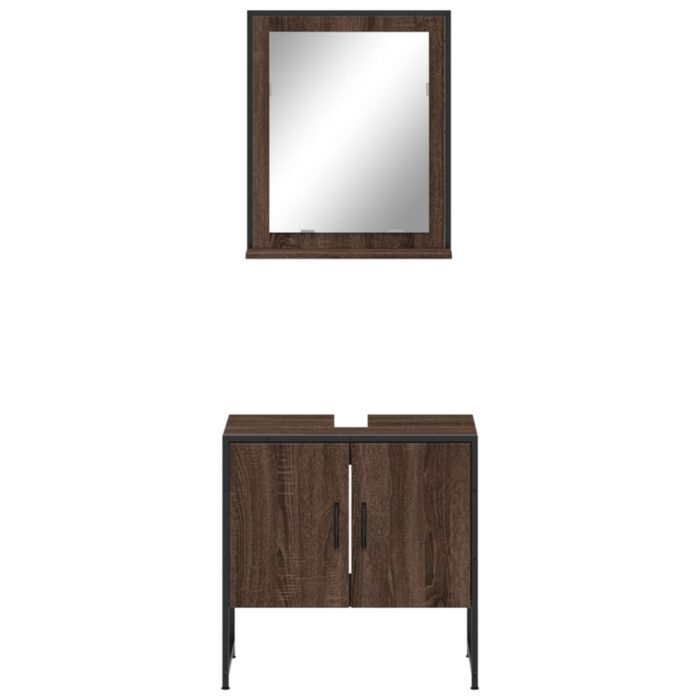 Ensemble d'armoires de salle de bain 2 pcs chêne marron – Image 4
