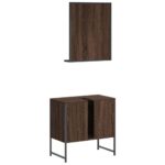 Ensemble d'armoires de salle de bain 2 pcs chêne marron – Image 6