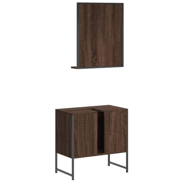 Ensemble d'armoires de salle de bain 2 pcs chêne marron – Image 6