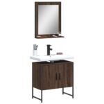 Ensemble d'armoires de salle de bain 2 pcs chêne marron