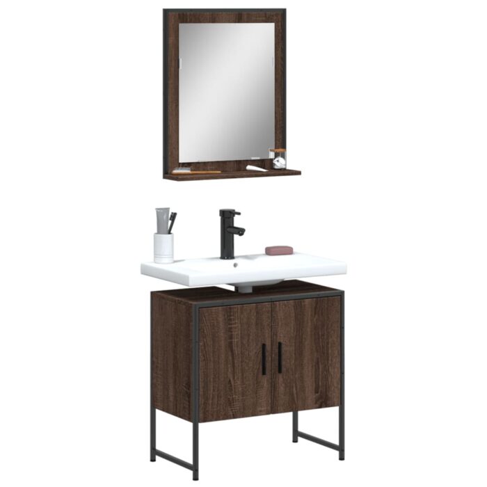 Ensemble d'armoires de salle de bain 2 pcs chêne marron – Image 1