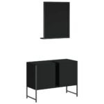 Ensemble d'armoires de salle de bain 2 pcs noir bois ingénierie – Image 6