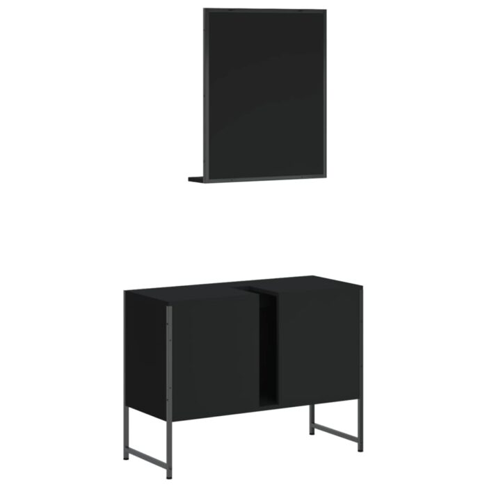 Ensemble d'armoires de salle de bain 2 pcs noir bois ingénierie – Image 6