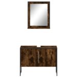 Ensemble d'armoires de salle de bain 2 pcs chêne fumé – Image 4