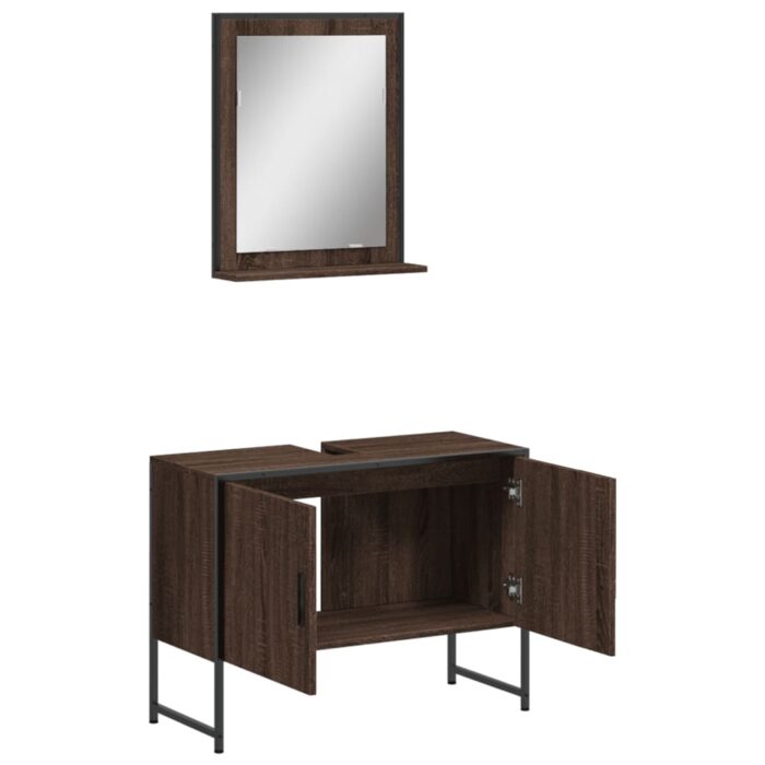 Ensemble d'armoires de salle de bain 2 pcs chêne marron – Image 3