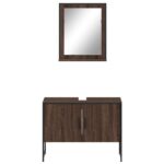 Ensemble d'armoires de salle de bain 2 pcs chêne marron – Image 4