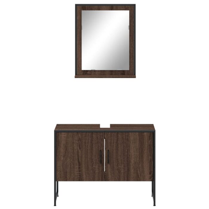 Ensemble d'armoires de salle de bain 2 pcs chêne marron – Image 4