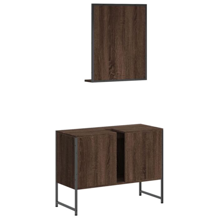Ensemble d'armoires de salle de bain 2 pcs chêne marron – Image 6