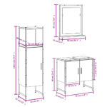 Ensemble d'armoires de salle de bain 3 pcs chêne marron – Image 10