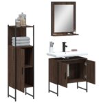 Ensemble d'armoires de salle de bain 3 pcs chêne marron – Image 2