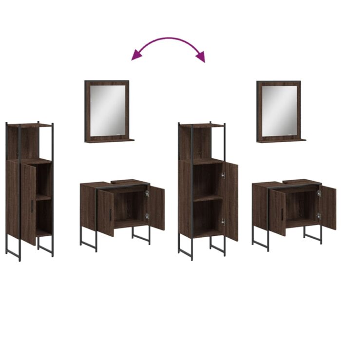 Ensemble d'armoires de salle de bain 3 pcs chêne marron – Image 7