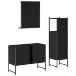Ensemble d'armoires salle de bain 3 pcs noir bois d'ingénierie – Image 6