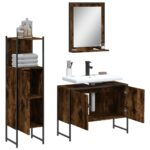 Ensemble d'armoires de salle de bain 3 pcs chêne fumé – Image 2