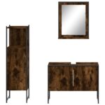 Ensemble d'armoires de salle de bain 3 pcs chêne fumé – Image 4