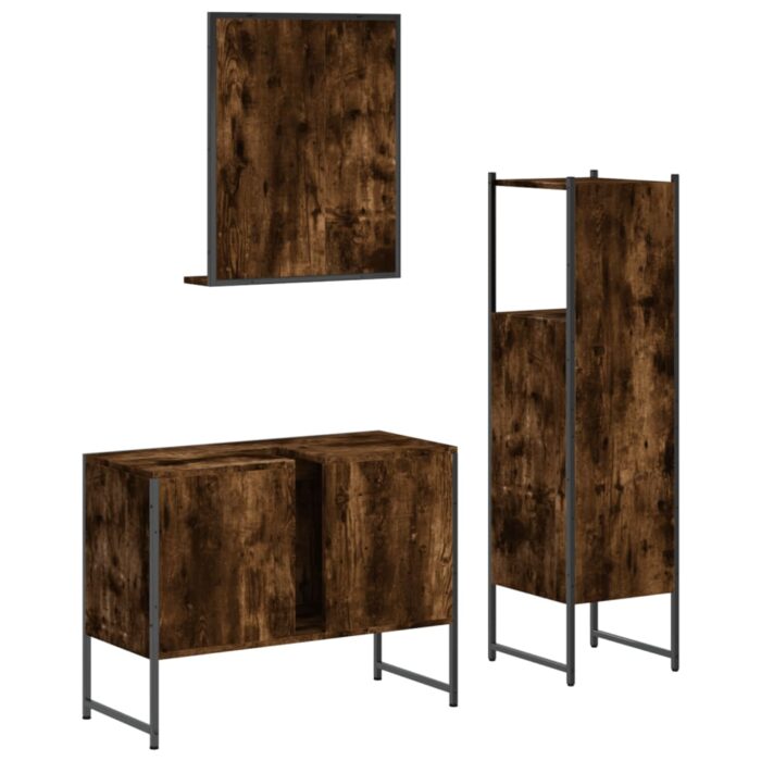 Ensemble d'armoires de salle de bain 3 pcs chêne fumé – Image 6