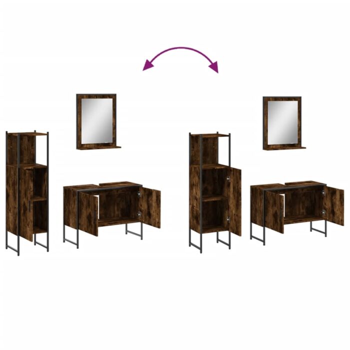 Ensemble d'armoires de salle de bain 3 pcs chêne fumé – Image 7