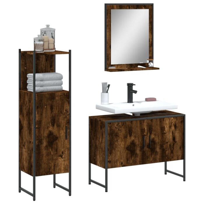 VXL8721012403048_m_en_hd_1.jpg Ensemble d'armoires de salle de bain 3 pcs chêne fumé – Image 1