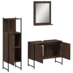 Ensemble d'armoires de salle de bain 3 pcs chêne marron – Image 3