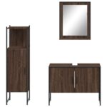 Ensemble d'armoires de salle de bain 3 pcs chêne marron – Image 4