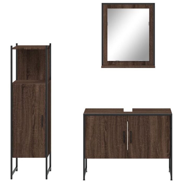 Ensemble d'armoires de salle de bain 3 pcs chêne marron – Image 4