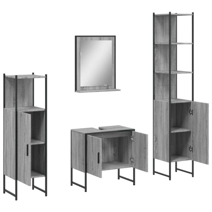 Ensemble d'armoires de salle de bain 4 pcs sonoma gris – Image 3
