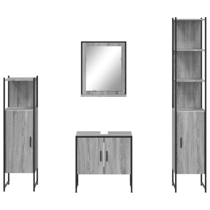 Ensemble d'armoires de salle de bain 4 pcs sonoma gris – Image 4