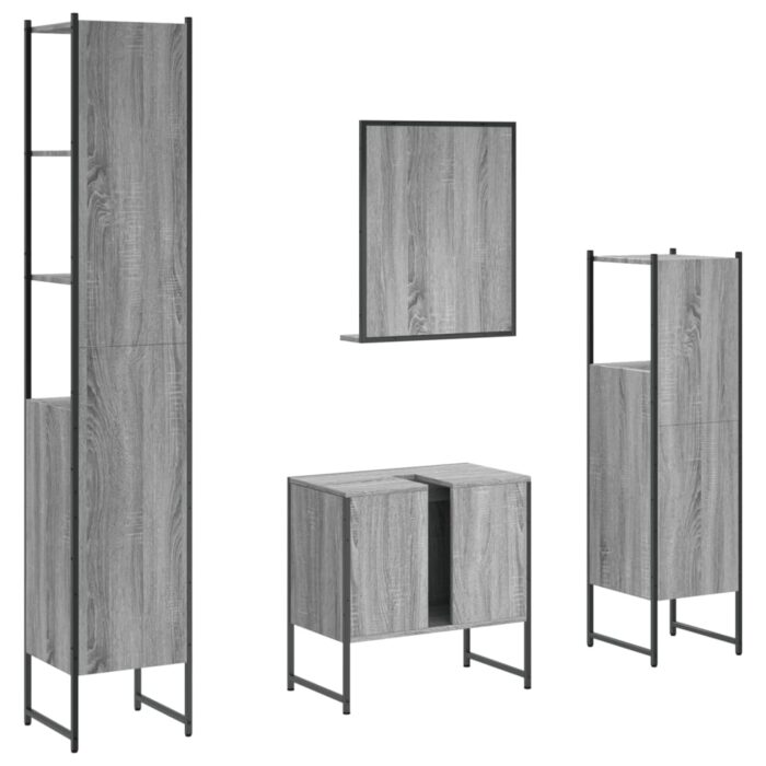 Ensemble d'armoires de salle de bain 4 pcs sonoma gris – Image 6