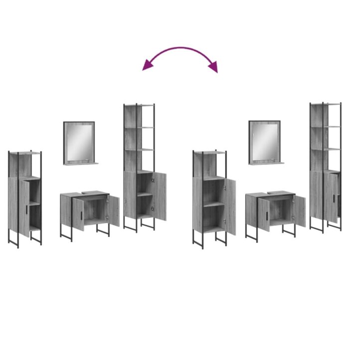 Ensemble d'armoires de salle de bain 4 pcs sonoma gris – Image 8