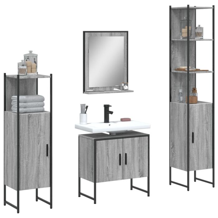 VXL8721012403109_m_en_hd_1.jpg Ensemble d'armoires de salle de bain 4 pcs sonoma gris – Image 1