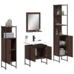 Ensemble d'armoires de salle de bain 4 pcs chêne marron – Image 2