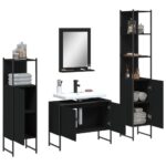 Ensemble d’armoires salle de bain 4 pcs noir bois d'ingénierie – Image 2