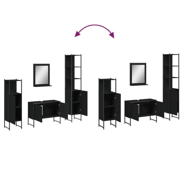 Ensemble d’armoires salle de bain 4 pcs noir bois d'ingénierie – Image 8