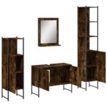 Ensemble d'armoires de salle de bain 4 pcs chêne fumé – Image 3