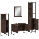 Ensemble d'armoires de salle de bain 4 pcs chêne marron – Image 3