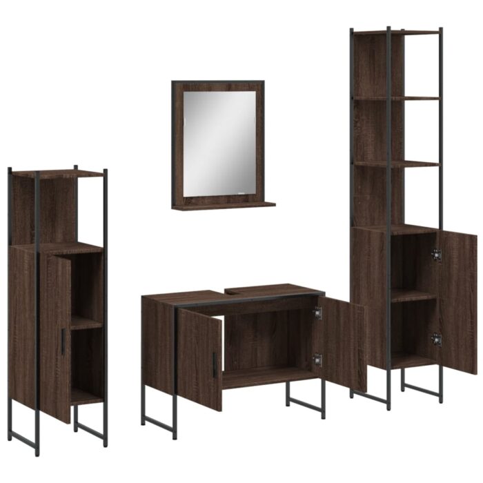 Ensemble d'armoires de salle de bain 4 pcs chêne marron – Image 3