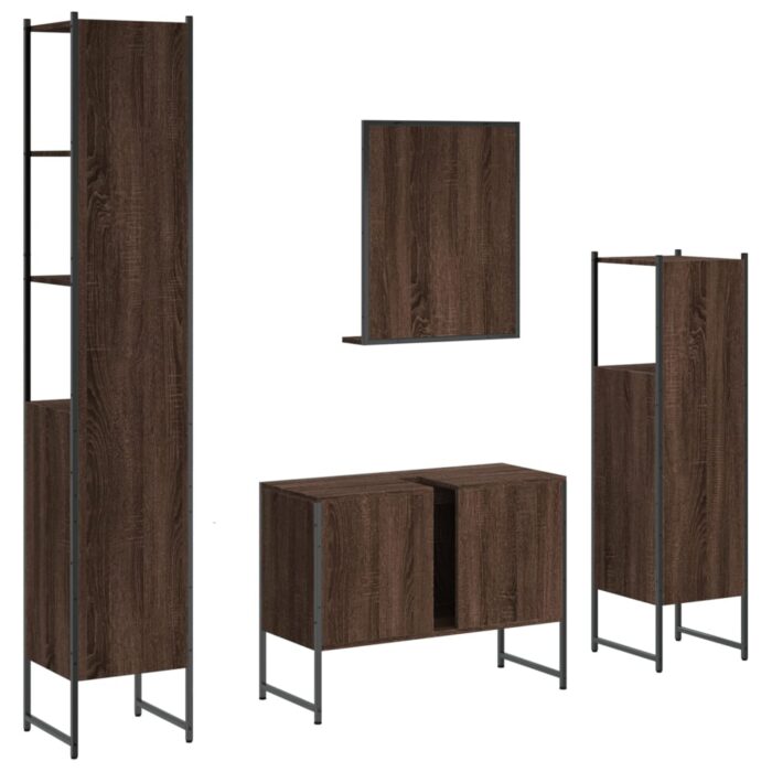 Ensemble d'armoires de salle de bain 4 pcs chêne marron – Image 6