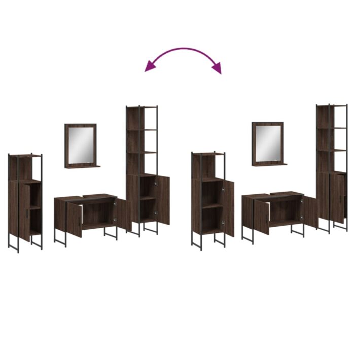 Ensemble d'armoires de salle de bain 4 pcs chêne marron – Image 8