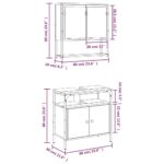 Ensemble de meubles salle de bain 2 pcs noir bois d'ingénierie – Image 10