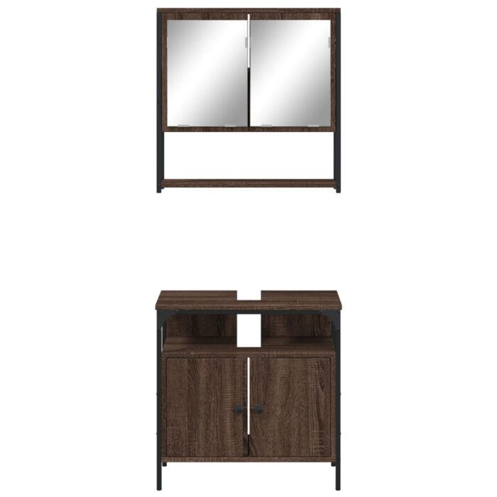 Ensemble de meubles de salle de bain 2 pcs Chêne marron – Image 3