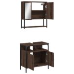 Ensemble de meubles de salle de bain 2 pcs Chêne marron – Image 4