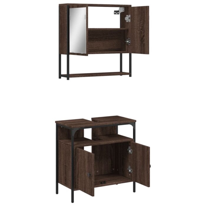 Ensemble de meubles de salle de bain 2 pcs Chêne marron – Image 4