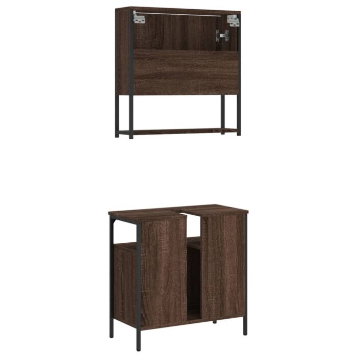 Ensemble de meubles de salle de bain 2 pcs Chêne marron – Image 6