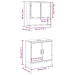 Ensemble de meubles salle de bain 2 pcs noir bois d'ingénierie – Image 10