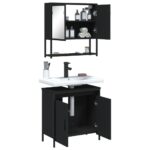 Ensemble de meubles salle de bain 2 pcs noir bois d'ingénierie – Image 2