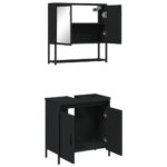 Ensemble de meubles salle de bain 2 pcs noir bois d'ingénierie – Image 4